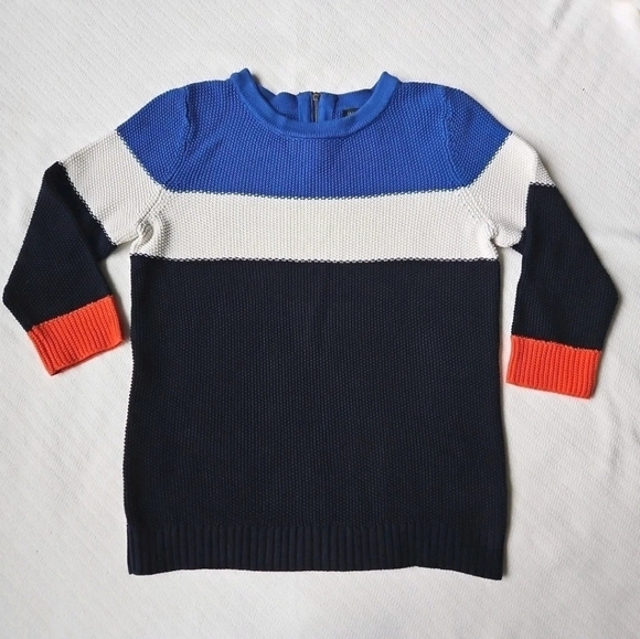 Talbots Sweaters - Talbots Color Block Sweater Size M Blue White Orange Knit